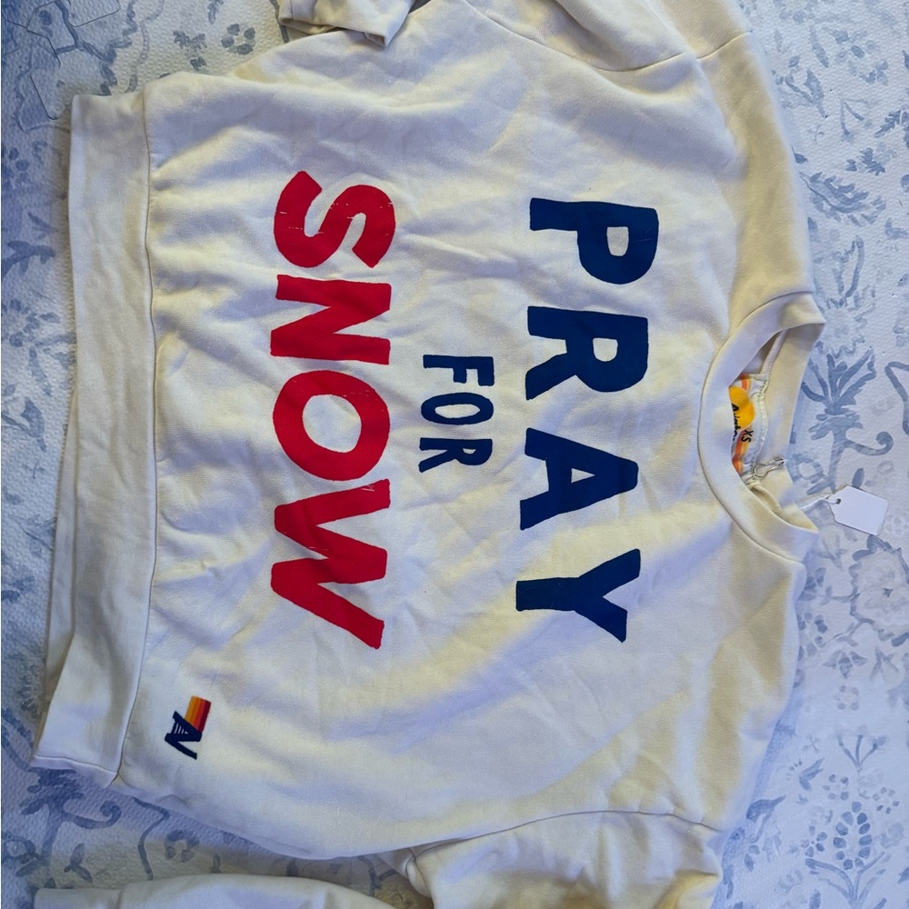 Aviator Nation Cream Sweatshirt pray for snow